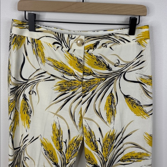 Tory Burch Cream and Yellow Botanical Straight Leg Pants Women's Size 4 - Picture 2 of 8